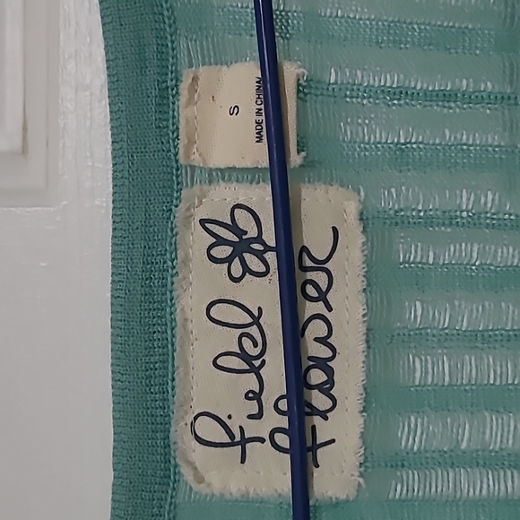 Anthropologie Field Flower Green Sheer Gauze Top - Picture 6 of 8